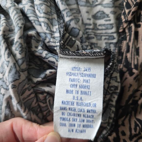 Vintage Iolani Tribal Pint Sleeveless Maxi Hawaiian Dress Size 1X Brown Jersey - Picture 8 of 10